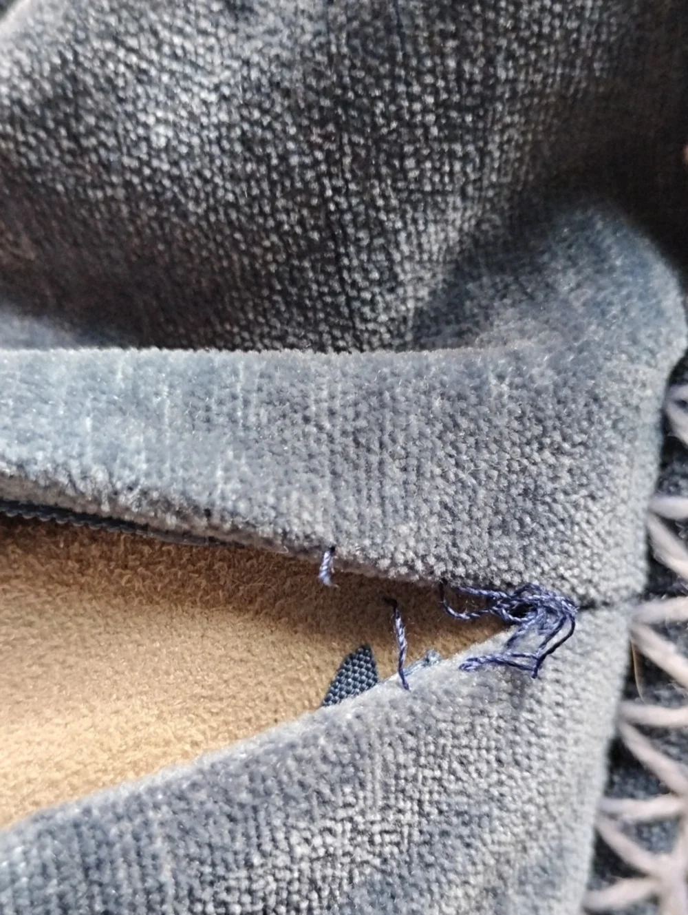 Cozy Velvety Denim-Look Pillow Cover with Whipstitch Edge - Blue